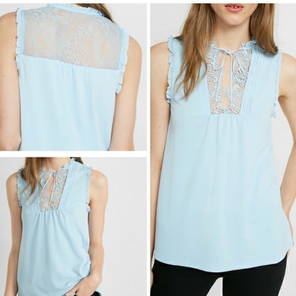 Express Tops - Express Baby Blue Blouse Top, Size L